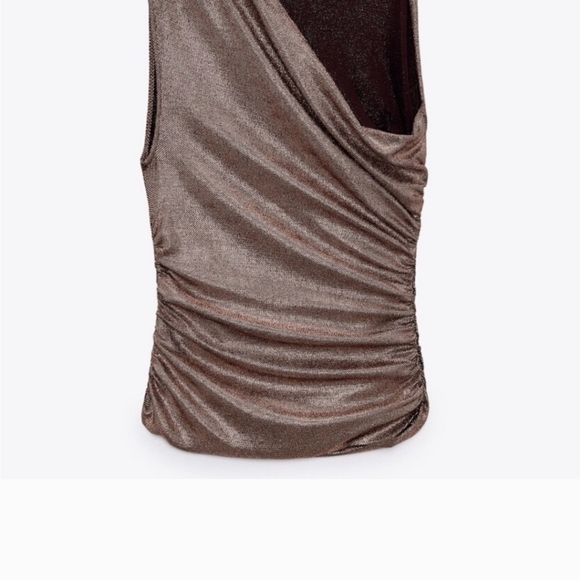 ZARA Festive days Asymeyric one shoulder shimmer rushed top size Small NEW - Picture 5 of 14